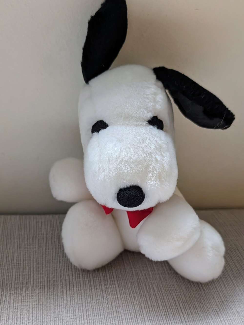 Plush Snoopy Dog Toy with Red Bowtie